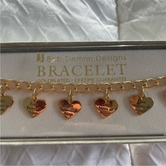 Bob Siemon Designs Gold Plated 1st Corinthians 13 Charm Bracelet - Picture 3 of 5